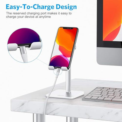 OMOTON CA02 Cell Phone Stand with Charging Hole for Desk Lightweight Silver - color: Silver