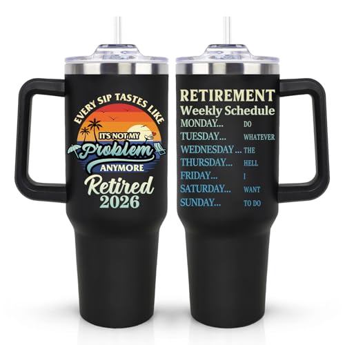 Retirement Gifts for Men Woman 2026 - Funny Retirement Tumbler 40oz, Retired Gift for Women Men Coworkers Boss From Colleague Friend Family, Goodbye/Going Away/Farewell Gifts Coffee Tumbler Cup - color: Retired 2025