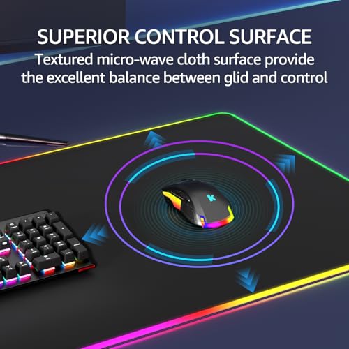 KTRIO RGB Large Gaming Mouse Pad, 31.5 x 15.7 in, RGB Black, XXL - color: RGB Black, size: 31.5l X 15.7w Inches