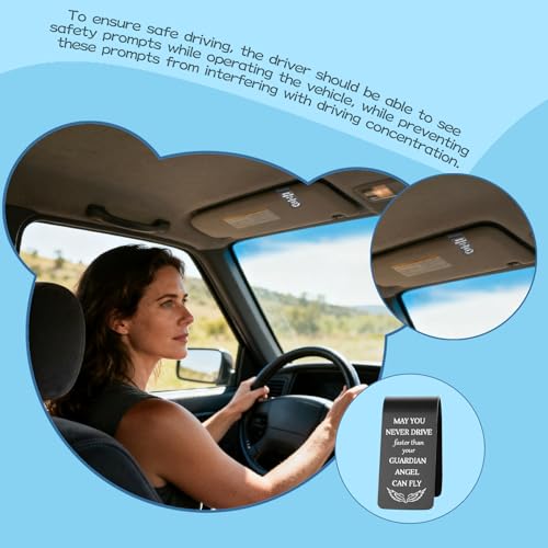 May You Never Drive Faster Than Your Guardian Angel Can Fly Engraved Stainless Steel Car Visor Clip, Christian Inspirational Gift for Women Men, Religious Safe Driving Reminder EDG23 - color: Black-G23
