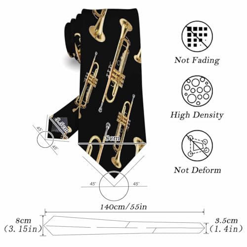 funny Ties for Men Business Novelty Men's Neckties for Festival Holiday Party Valentine's Day Wedding Christmas - color: Trumpet Brass Gold