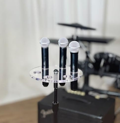 Multi Mic Holder – Holds 6 Mics | Clear Acrylic Mic Stand Organizer for DJ, Church, Stage & Studio | Fits Standard Mic Stands | Supply Goose | Wireless Mic Holder - style: Circle