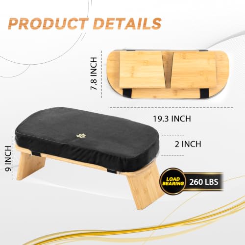 Large Bamboo Meditation Bench, Foldable Prayer Stool(Black & Bag) - color: Black & Bag