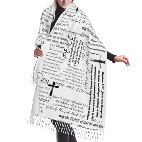 Prayer Shawls and Wraps for Women, Jesus Christian Gifts Bible Scarf Super Soft Fashion Shawl With Tassel - color: Color1