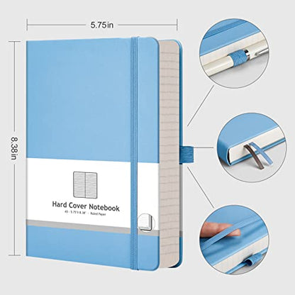 AHGXG Lined Journal Notebook, 320 Numbered Pages, A5 (5.75'' X 8.38'') - color: Light Blue, size: A5