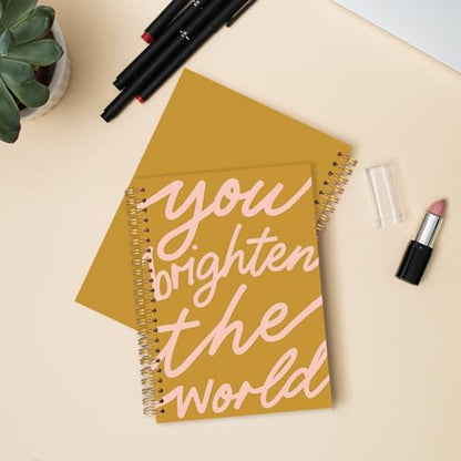 Inspirational Spiral Journal Notebook 5.5x8.3in, You Brighten the World,Positive Gifts for Women, Affirmation Journal for Women, Motivational Hardcover Notebook - color: Positive Affirmation