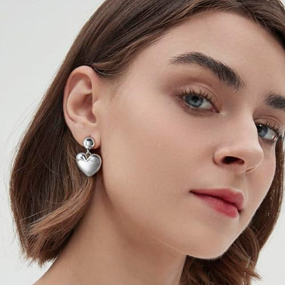 14K Gold Earring Cross Waterdrop Butterfly Heart Knot Earrings for Women Gold Silver Cross Leverback Drop Gold Silver Teardrop Hoop Dangle Earring White Gold Dangle Drop Earring - color: Silver- Heart Dangle Earring