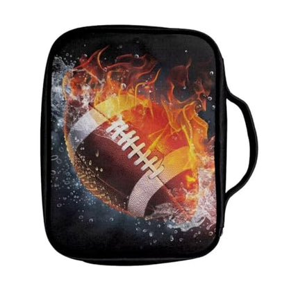 Coldinair Fire Water Football Bible Covers Bag for Men,Carrying Book Case Church Bag Bible Holder for Teens with Handle and Zippered Pocket - color: Fire Water Football