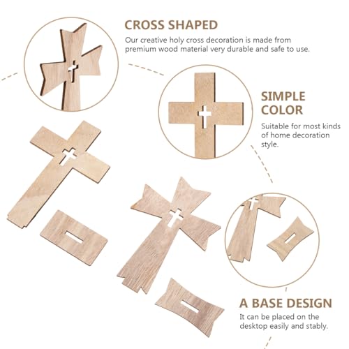 PRETYZOOM 20pcs Unfinished Wooden Crosses for Craft, 4'' Small Cross Ornament, Halloween Table Sign, Baptism First Communion Centerpiece, Easter Christmas Decoration (2 Styles) (Pack of 2) - size: 11x8cm (Pack of 2)