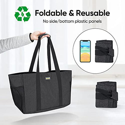 BALEINE Soft 9 Gallon Extra Large Utility Tote, Foldable Reusable Storage Bag (Charcoal Black) (Pack of 2) - color: Charcoal Black, size: 2-Pack