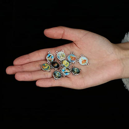 COTTVOTT St Benedict,Our Lady of Guadalupe Medal for DIY Jewelry Making,Virgin Mary Christ Jesus Rosary Center Connection Part - color: 30pcs-Enamel Round Medal B