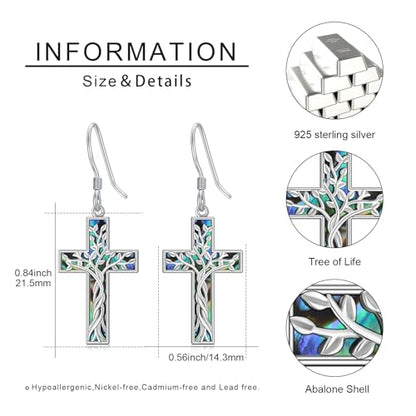 Mountain Mustard Seed Earrings for Women 925 Sterling Silver Lotus/Cross Dangle Drop Earring Christian Jewelry Outdoor Birthday Graduation Gifts - style: Tree of Life