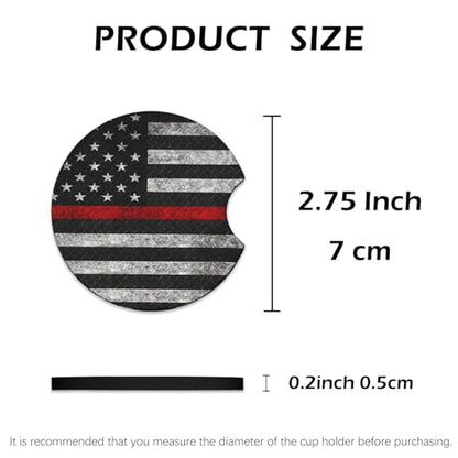 KARREAL 2 Pcs Car Cup Coasters - Red Grey American Flag - color: Red Grey American Flag