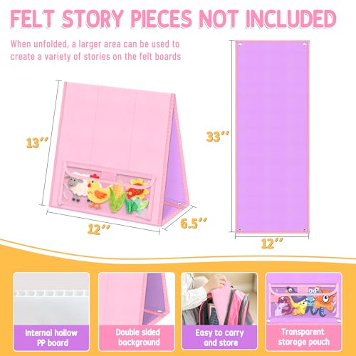 Felt Board for Toddlers, Double-Sided Flannel Board, Reversible Pink/Purple - color: Pink