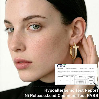 PABBEU 925 Sterling Silver Cross Hoop Earrings for Women Hypoallergenic - color: 40mm gold