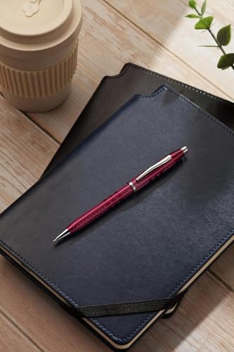 Cross Century II Midnight Plum Ballpoint Pen, Sandblasted Engraved Surface, Polished Appointments, Signature Triple Stripe Detail, Luxury Gift Box