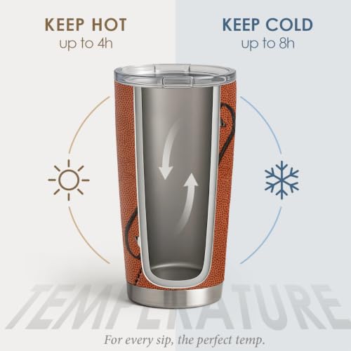 SANDJEST Football Tumbler 20oz Stainless Steel Insulated, Travel Coffee Cup, Sport Tumblers Gifts for Football Lovers, Men Women, Coach, Birthday, Christmas - color: Football