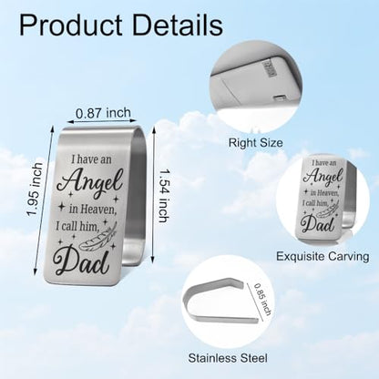 XQLZY I Have an Angel in Heaven I Call Him Dad Stainless Steel Visor Clip - color: Sliver063