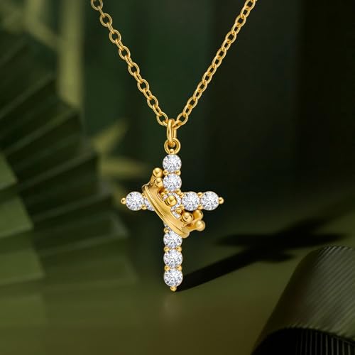 Cicy Bell Cross Pendant Necklace 18k Gold Plated Layered Necklaces - color: Style C-Gold