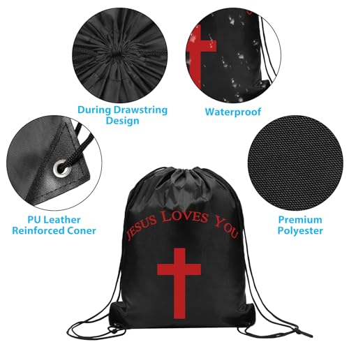 VZZNN 20 Pcs Jesus Loves You Drawstring Backpack Bulk Christian Gift Bags Church Supplies String Backpack Cinch Bag Jesus Stuff(10 Colors) - color: Style 3