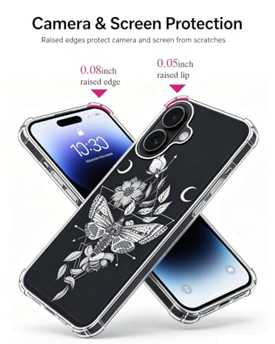 Witchy Moth Flowers Case Compatible with iPhone 17, Dark Mystic Gothic Case for iPhone 17 - color: Witchy Moth
