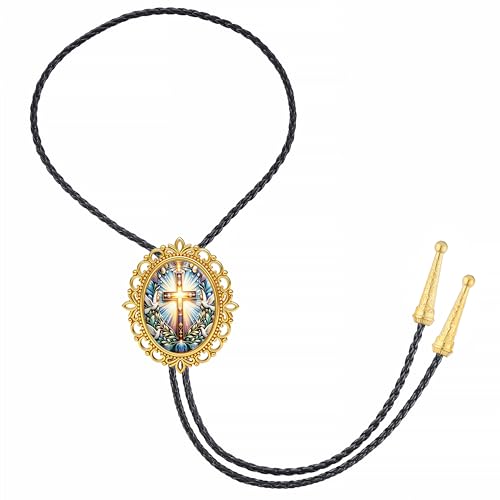 GelConnie Gothic Bolo Tie for Men Women 3D Art Western Cowboy Necktie - color: Cross Bolo Tie-no Luminous