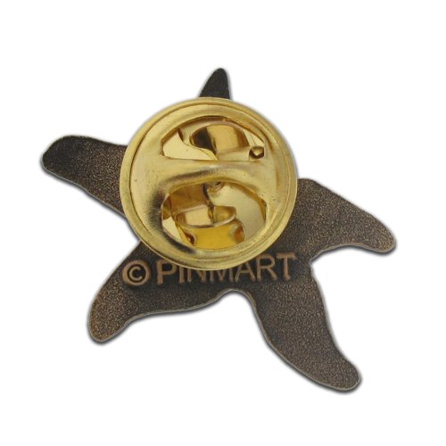 Beach & Ocean Lapel Pins - Gold & Silver Sea Life, Nautical & Tropical Designs - color: Antique Gold Starfish, size: 1 Piece
