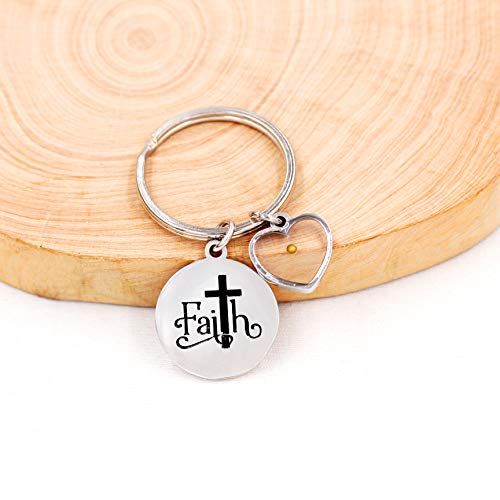Uloveido Stainless Steel Faith Cross Keychain & Jesus Loves Me Christian Keyring Mustard Seed Charms Religious Jewelry - style: Classic