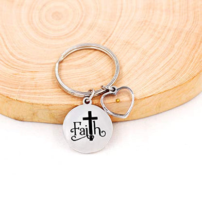 Uloveido Stainless Steel Faith Cross Keychain & Jesus Loves Me Christian Keyring Mustard Seed Charms Religious Jewelry - style: Classic