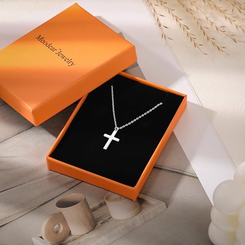Moodear Cross Necklace for Women, Dainty Faith Pendant, Christian Jewelry - color: Sterling Silver