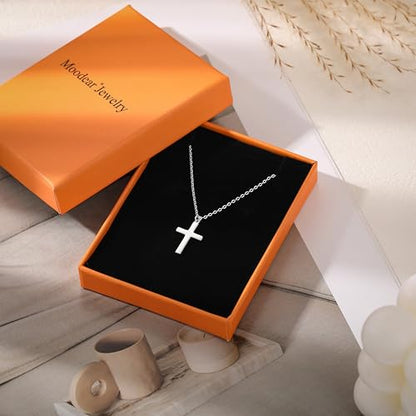 Moodear Cross Necklace for Women, Dainty Faith Pendant, Christian Jewelry - color: Sterling Silver