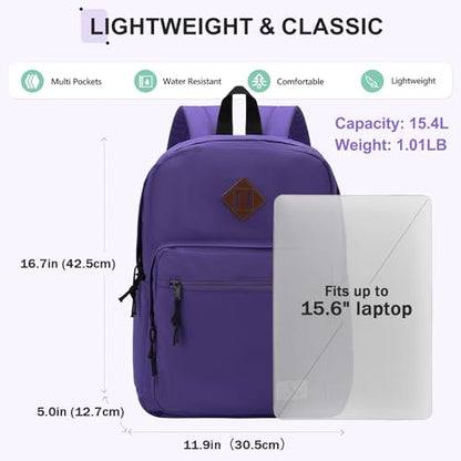 VX VONXURY Kids Backpack for School Travel,16.7 Inch Lightweight Bookbag - color: Purple