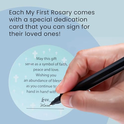 Baptism Gifts for Boys – Blue Rosary with Ceramic Keepsake Box and Card, Blue - color: Light Blue
