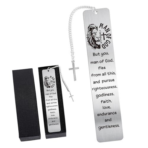 Lion Christian Metal Bookmark, Scripture Book Mark Gift for Men - style: Bible for Men