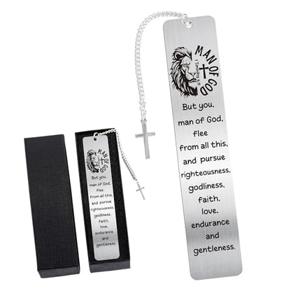 Lion Christian Metal Bookmark, Scripture Book Mark Gift for Men - style: Bible for Men