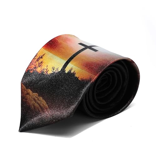ASVP Shop Easter Mens Ties Jesus Resurrection Cross Necktie Tie Religious Neckties Christianity - style: Sunrise