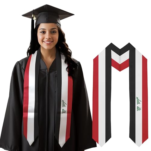 Graduation Satin Sash Scarf 72" Stole - color: Iraq Flag