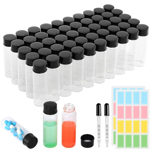15ml 50pcs Small Clear Glass Vials with Screw Cap (with Droppers & Lables) - size: 15ml 50pcs