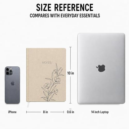 WORLD TRAVELER Large Lined Journal Notebook 256 Ruled White & Ivory Pages - color: Linen Floral