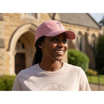Three Nails Cross Christian Hats, Embroidered Baseball Caps for Adults - color: Pink Black