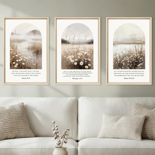 Christian Bible Verse Scripture Daisy Framed Canvas Wall Art Set-16"x24"x3 - color: Christian Bible Verse Wall Art, size: 16"L x 24"W