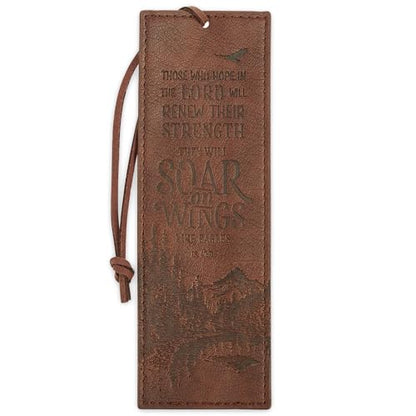 Christian Art Gifts Faux Leather Scripture Bookmark: Wings Like Eagles