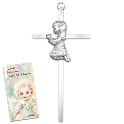 Anwlki Baby Wall Cross Decor Boys Girls Kids Prayer Baptism Gifts for Christening, First Holy Communion, Baby Shower, Birthday (Girl, 1)