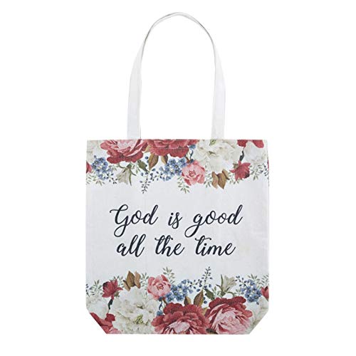 Trinity Church Supply Gifts for Women, God is Good All the Time Tote Bag with Floral Design, 14 Inch