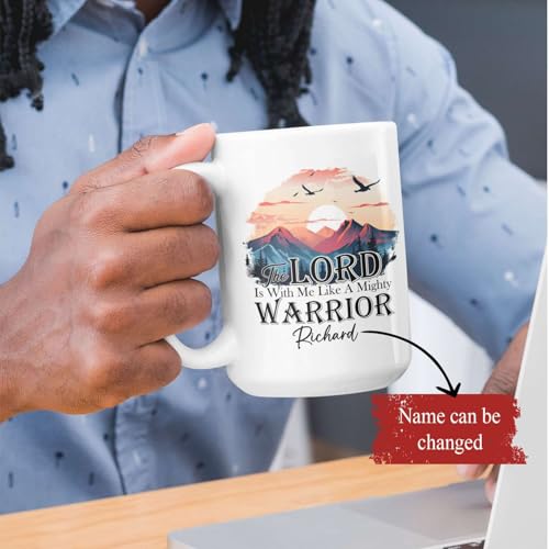 Mountain And Sunrise Design Cup, Custom Christian Bible Verse Cup, Customized Religious Mug 11Oz Or 15Oz, Personalized Christian Coffee Mug With Name, Gift For Men And Women - color: TRI-1223-1157-THE LORD IS WITH ME MUG