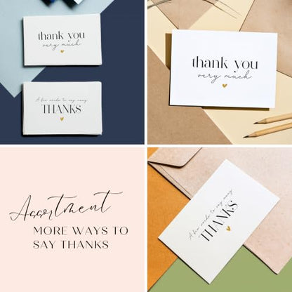 Thank You Cards with Envelopes Bulk Pack of 40 - Gold Foil Classic Fonts - color: Gold Foil - Classic
