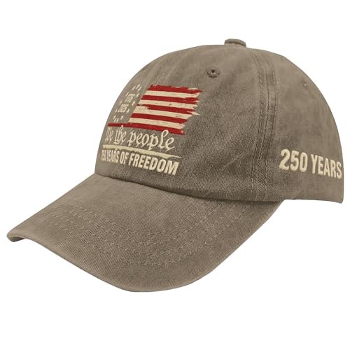 U.S. 250th Anniversary 250 Years Freedoms 1776-2026 Baseball Hats Funny - color: Pigment Khaki4