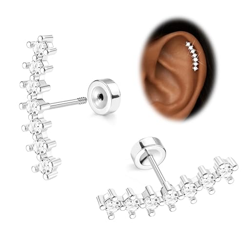 JeryWe Cartilage Earrings for Women Hypoallergenic Helix Piercing Jewelry - color: G:long cz-silver filled