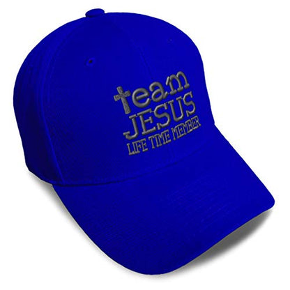 Custom Baseball Cap Team Jesus Life Time Member Christian God - color: Royal Blue Design Only