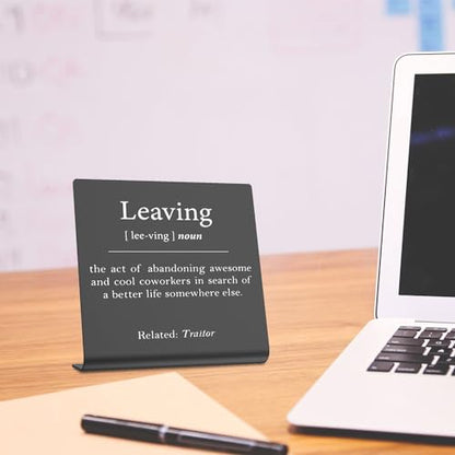 Funny Going Away Desk Decor for Coworker, Goodbye Gift for Boss Employee - style: Leaving